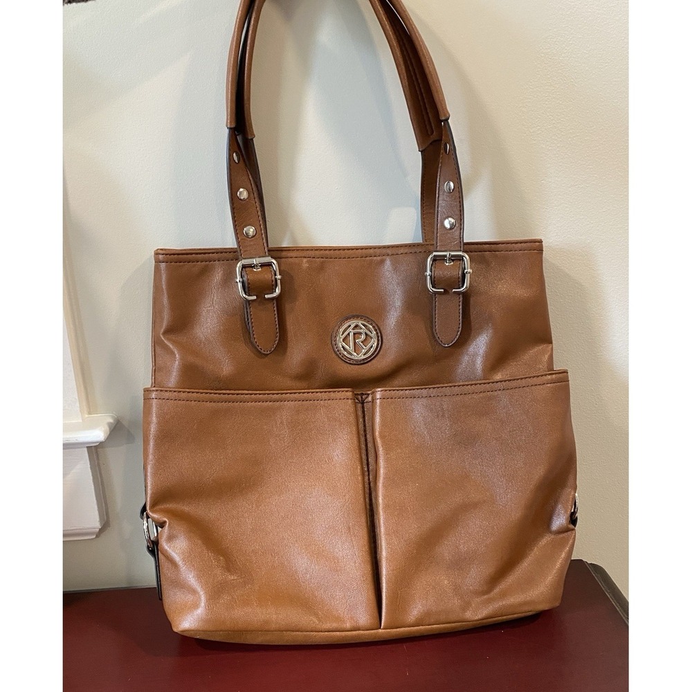 Relic by Fossil Brown Faux Vegan Leather Tote Shoulder Bag Purse Handbag 13x15